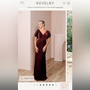Burgundy velvet Gwen bridesmaid dress from Revelry. Size 14.